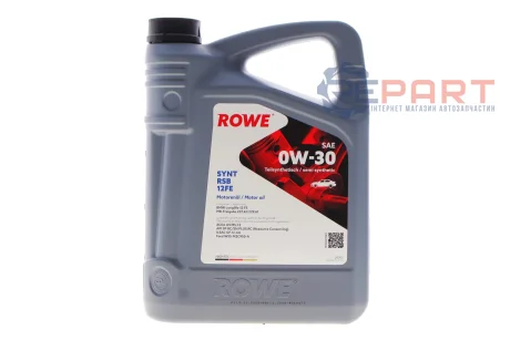 Олива 0W30 HIGHTEC SYNT RSB 12FE (4L) (BMW LL-12 FE/MB 227.61/229.61) (ACEA A5/B5,C2) (API SP RC) ROWE 20305-0040-99