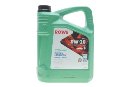 Олива 0W20 SUNSPEED SYNTH RS LONGLIFE IV (5L) (Porsche C20/VW 508 00/509 00) (ACEA A1/B1/C5) ROWE 4920036-0050-99
