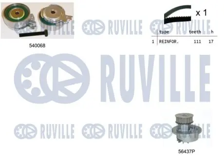 Комплект ГРМ + помпа Opel Astra F/G 1.4/1.6 91-05/Combo 1.2/1.4 94-01 (17x111z) (VKPC 85206) RUVILLE 5500051 Купить в Украине