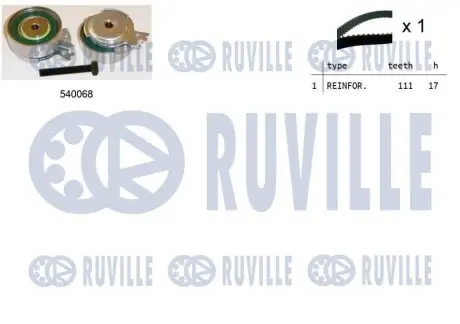 Комплект ГРМ Opel Combo 1.2/1.4/1.6 85- (111x17.00) RUVILLE 550005 Купить в Украине