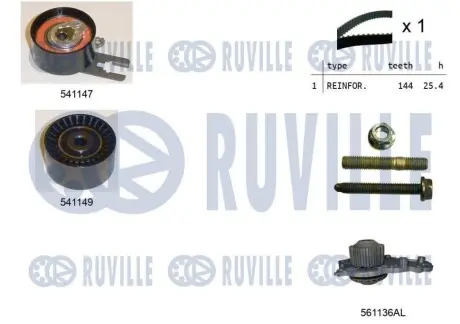 Комплект ГРМ + помпа Citroen Nemo 1.4HDI 08- RUVILLE 5500521 Купить в Украине