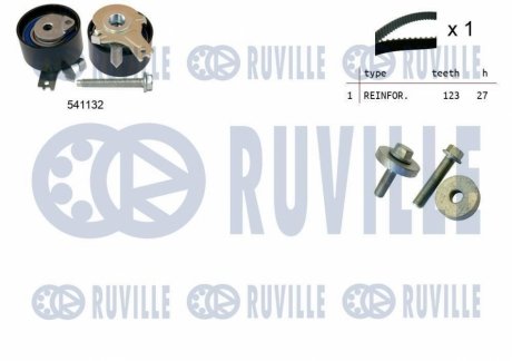 Комплект ГРМ Renault Kangoo 1.5dCi 01- (123x27) RUVILLE 550055 (фото 1)