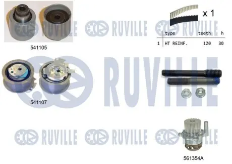 Комплект ГРМ + помпа VW Caddy/VW T5 03- (120x30) RUVILLE 5500612 Купить в Украине