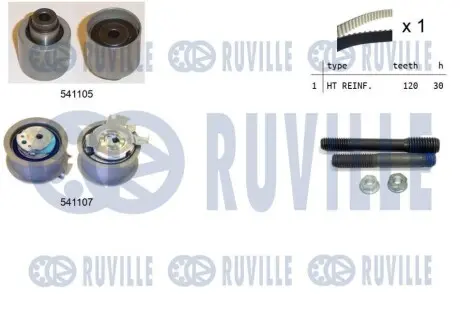 Комплект ГРМ VW Caddy III 1.9TDI/2.0SDI 04-10/VW T5 1.9TDI 03-09 (120x30) RUVILLE 550061 Купить в Украине