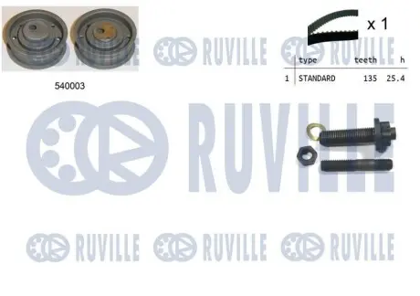 VW К-т ремня ГРМ (ремень+ролик+крепление) 1.6D RUVILLE 550071