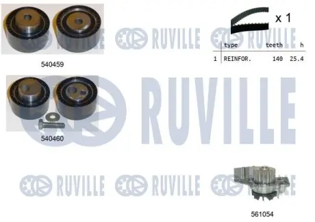 Комплект ГРМ + помпа Citroen Berlingo/Jumpy 1.9D 98- RUVILLE 5501122 Купить в Украине