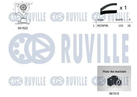Комплект ГРМ + помпа Nissan Primera 1.9dCi 02-/Renault Scenic/Megane 1.9dCi 03-(26x133z) RUVILLE 5501282 Купити в Україні