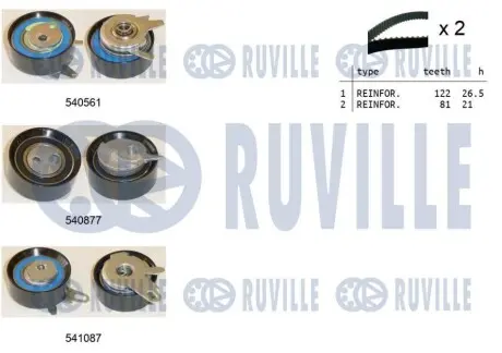 Комплект ГРМ VW LT 96-/VW T4 2.5TDI 91- 65KW RUVILLE 550143 Купить в Украине