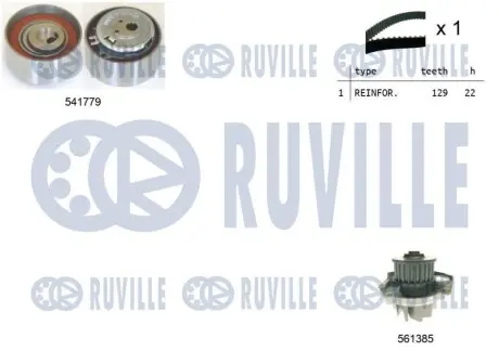 Комплект ГРМ + помпа Fiat Doblo/Fiorino 1.2-1.4 01- (22x129z) RUVILLE 5502642 Купити в Україні
