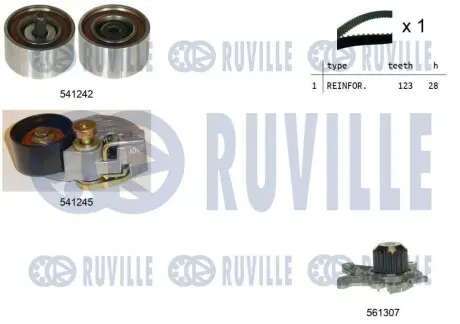 Комплект ГРМ + помпа Hyundai Accent/Santa Fe/Kia Sportage 1.5D/2.0D 01- (28x123z) RUVILLE 5502751 Купити в Україні