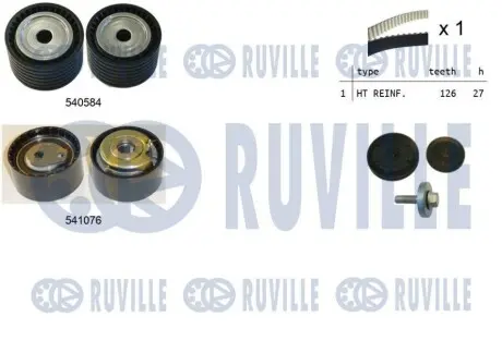 Комплект ГРМ Renault Clio/Laguna/Megane/Trafic/Opel Vivaro 1.8/2.0 01- (27x126z) RUVILLE 550277 Купити в Україні