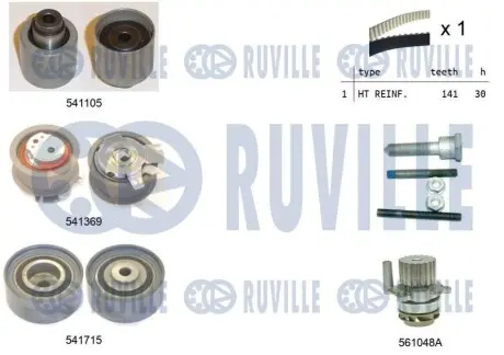 Комплект ГРМ + помпа Audi A3/Skoda Octavia/VW Golf V/Passat 2.0TDI 03- (30x141z) RUVILLE 5502991 Купити в Україні
