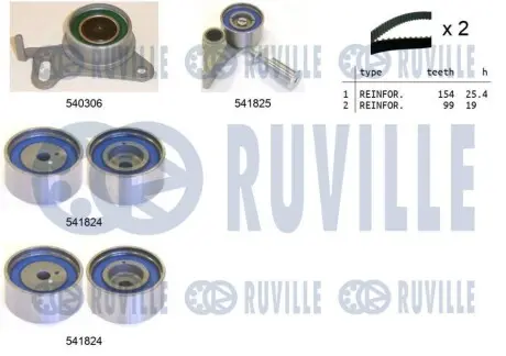 Комплект ГРМ Mitsubishi L200/Pajero Sport 2.5DI-D 08 RUVILLE 550301 Купити в Україні