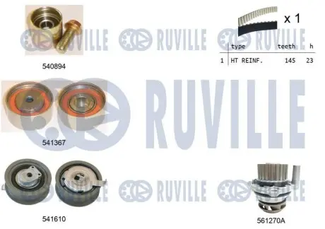 Комплект ГРМ + помпа Audi A4/A3/VW Golf V/Passat/Tiguan 2.0TDI 05-18 (30x160z) RUVILLE 5503121 Купити в Україні