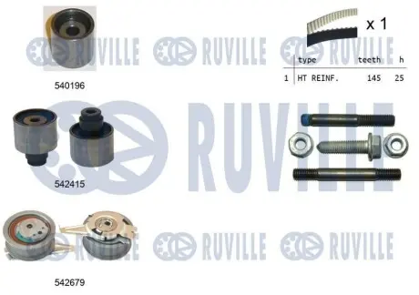 Комплект ГРМ VW Caddy 2.0TDI 15-/Golf VII 1.6TDI/2.0TDI 12-, (145x25) RUVILLE 550376 Купить в Украине
