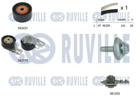 Комплект ГРМ + помпа Citroen Berlingo/Peugeot Partner 1.6 HDi 08- RUVILLE 5503951 Купить в Украине