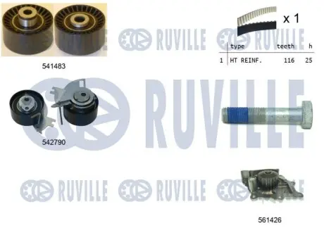 Комплект ГРМ + помпа Citroen Jumper/Jumpy/Peugeot Boxer/Expert 2.0 BlueHDi 15 RUVILLE 5504271 Купити в Україні