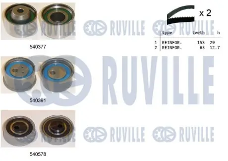 Комплект ГРМ Hyundai Santa Fe 2.0i 94-96/Mitsubishi Outlander 2.0/2.4 03-07 RUVILLE 550431 Купити в Україні