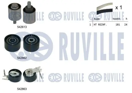 OPEL К-т ГРМ (3 ролика + ремінь) ANTARA, CASCADA, INSIGNIA A, INSIGNIA A COUNTRY, INSIGNIA B, INSIGNIA B GRAND SPORT, ZAFIRA C 2.0D 10.11 RUVILLE 550511 Купити в Україні