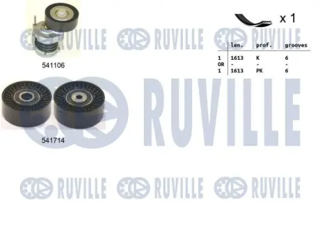 Комплект ременя генератора VW Crafter 2.0TDI 11-16 (6PK1613) RUVILLE 570069