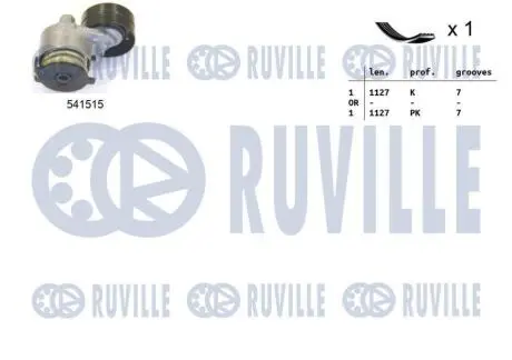 Комплект ременя генератора Renault Megane/Scenic 1.9 dCi/2.0 16V 03- (7PK1125) RUVILLE 570081 Купити в Україні