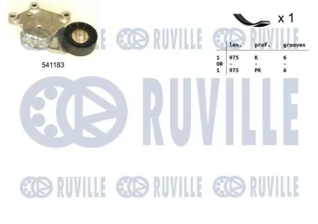 Комплект ременя генератора Citroen Berlingo/Peugeot Partner 1.6 HDi 08 RUVILLE 570092 Купить в Украине