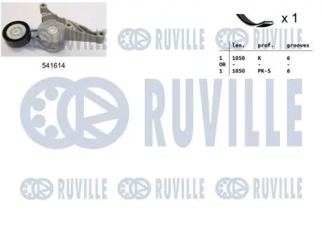 Комплект ременя генератора VW Caddy/Golf/Passat/Skoda Octavia/Superb 1.9/2.0TDI 04-11 RUVILLE 570094 Купити в Україні