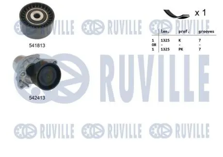 RENAULT К-кт ГРМ (ремінь+2 ролика) TRAFIC III 1.6 14-, OPEL VIVARO B 1.6 14 RUVILLE 570156 Купити в Україні