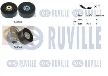 FIAT К-кт ГРМ (ремінь + 2 ролика) DOBLO 1.9 01 RUVILLE 570182 Купити в Україні