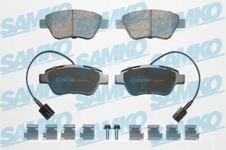 Колодки тормозные (передние) Fiat Punto/Citroen Nemo/Peugeot Bipper 08- (Bosch) Q+ (с датчиками) SAMKO 5SP1656K