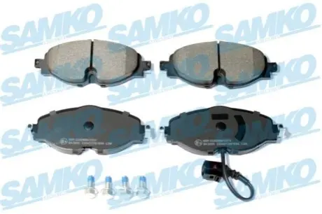 Колодки гальмівні (передні) Audi A3/Q2/Q3/Seat/Skoda Octavia/Kodiaq/VW Golf/Passat B8 12- (+датчик) SAMKO 5SP1834