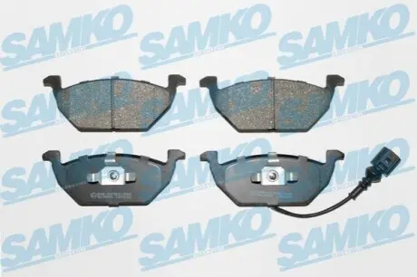 Колодки гальмівні (передні) Audi A3/Skoda Fabia/Octavia 96-13/VW Caddy 04-15/Golf 97- (+датчик) SAMKO 5SP692