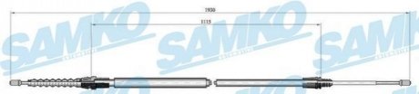 Трос ручного гальма.r. P207 tarcze /L,P/ 1907/1115 SAMKO C0001B (фото 1)