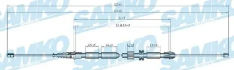 Трос ручного гальма.r. MONDEO III 1720/1515 SAMKO C0263B