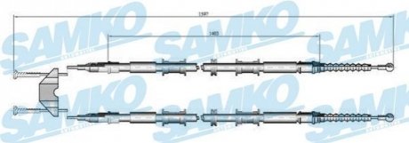 Трос ручного гальма.r. COMBO 1582/1407x2 tarcze SAMKO C0549B