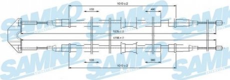 Трос ручного гальма.r. COMBO 1235/1040x2 SAMKO C0550B