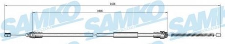 Трос ручного гальма.r. CLIO II /P/ 1410/1085 bкbny SAMKO C0684B