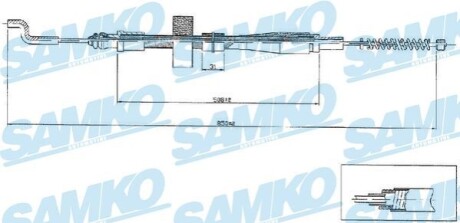 Трос ручного тормоза.r. T4 845/520 SAMKO C0971B