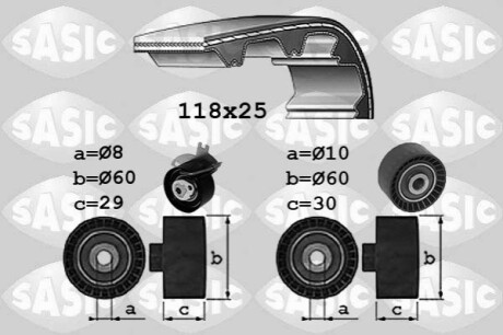 Комплект ГРМ Citroen C5/C6/C8/Fiat/Ford/Peugeot 2.2HDI 06- SASIC 1750041 (фото 1)