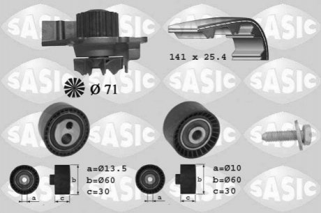 Насос води + комплект зубчастого ременя SASIC 3900011