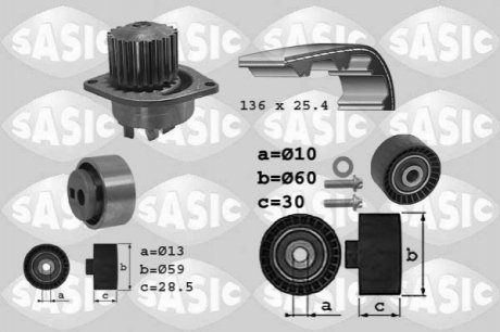 Насос води + комплект зубчастого ременя SASIC 3900017