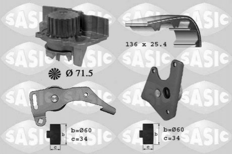 Насос води + комплект зубчастого ременя SASIC 3900018