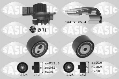 Насос води + комплект зубчастого ременя SASIC 3900027