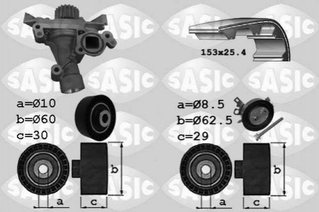 Насос води + комплект зубчастого ременя SASIC 3900029