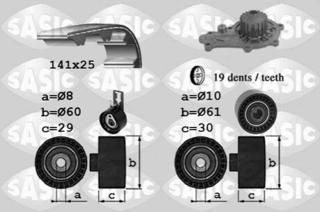 Комплект ГРМ + помпа Citroen Berlingo/Jumpy 1.6HDI 10- (141/25/z141) SASIC 3900043 (фото 1)