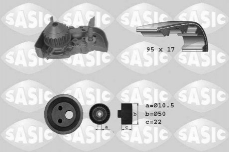 Насос води + комплект зубчастого ременя SASIC 3904025 (фото 1)