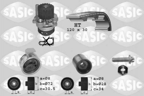 Насос води + комплект зубчастого ременя SASIC 3906010 (фото 1)