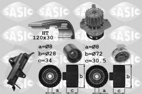 Комплект ГРМ (ремінь+ролик+насос води))) SASIC 3906024 (фото 1)