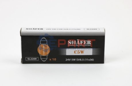 Лампа розжарювання 24V 5W C5W SV8.5 (11x36) (картонна упаковка по 10шт))) SHAFER SL2209