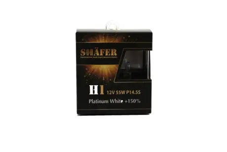 Лампа 12V H1 55W P14.5s PLATINUM WHITE +150% Box2шт SHAFER SL3001P